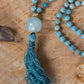 Mala da meditazione in Larimar, Pietra Guru Acquamarina, Argento dorato 925, Placcato Oro 14kt
