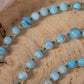Mala da meditazione in Larimar, Pietra Guru Acquamarina, Argento dorato 925, Placcato Oro 14kt