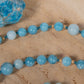 Mala da meditazione in Larimar, Pietra Guru Acquamarina, Argento dorato 925, Placcato Oro 14kt