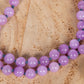 Mala collana 108 perle Kunzite, Pietra Guru Fluorite, Rame