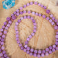 Mala collana 108 perle Kunzite, Pietra Guru Fluorite, Rame