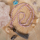 Mala collana con 108 perle di Kunzite, Pietra Guru Quarzo fantasma, Rame