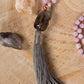 Mala collana con 108 perle di Kunzite, Pietra Guru Quarzo fantasma, Rame