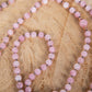 Mala collana con 108 perle di Kunzite, Pietra Guru Quarzo fantasma, Rame