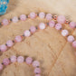 Mala collana con 108 perle di Kunzite, Pietra Guru Quarzo fantasma, Rame