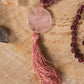 Mala da meditazione in Granato almandino, Pietra Guru Quarzo rosa, Rame