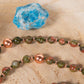 Mala con 108 perle di Unakite, Pietra Guru Diaspro, Rame