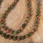 Mala con 108 perle di Unakite, Pietra Guru Diaspro, Rame