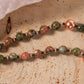 Mala con 108 perle di Unakite, Pietra Guru Diaspro, Rame