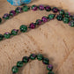 Mala collana con 108 perle di Zoisite, Perla Guru Rame