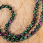 Mala collana con 108 perle di Zoisite, Perla Guru Rame