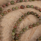 Mala collana con 108 perle di Unakite, Pietra Guru Buddha Giada