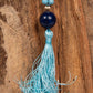 Mala da meditazione di Larimar, Pietra Guru Lapislazzuli, Argento dorato 925, Placcato Oro 14kt