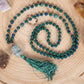 Mala collana da meditazione in Azzurrite, Pietra Guru Fluorite, Rame