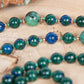 Mala collana da meditazione in Azzurrite, Pietra Guru Fluorite, Rame