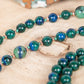 Mala collana da meditazione in Azzurrite, Pietra Guru Fluorite, Rame