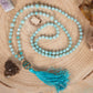 Mala da meditazione in Amazzonite, Perla Guru tibetana, Argento dorato 925, Placcato Oro 14kt