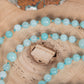 Mala da meditazione in Amazzonite, Perla Guru tibetana, Argento dorato 925, Placcato Oro 14kt