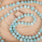 Mala collana 108 perle Amazzonite, Pietra Guru Quarzo citrino, Rame