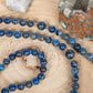 Mala da meditazione in Lapislazzuli, Pietra Guru Acquamarina, Argento dorato 925, Placcato Oro 14kt