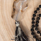 Mala da meditazione in Ossidiana dorata, Pietra Guru Agata muschiata bianca del Montana, Rame