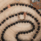 Mala da meditazione in Ossidiana dorata, Pietra Guru Agata, Rame