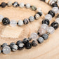 Mala per meditare in Diaspro zebrato, Agata bianca, Pietra Guru Pietra Lavica, Argento 925