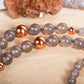 Mala per meditare con cristalli di agata grigia, pietra guru rame