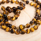 Mala Occhio di tigre, Pietra guru Occhio di tigre, Argento dorato 925, Placcato Oro 14 kt