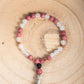 Bracciale Mala Rodonite, Agata bianca, Pietra lavica e Rame