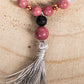 Bracciale Mala Rodonite, Agata bianca, Pietra lavica e Rame
