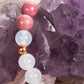Bracciale Mala Rodonite, Agata bianca, Pietra lavica e Rame