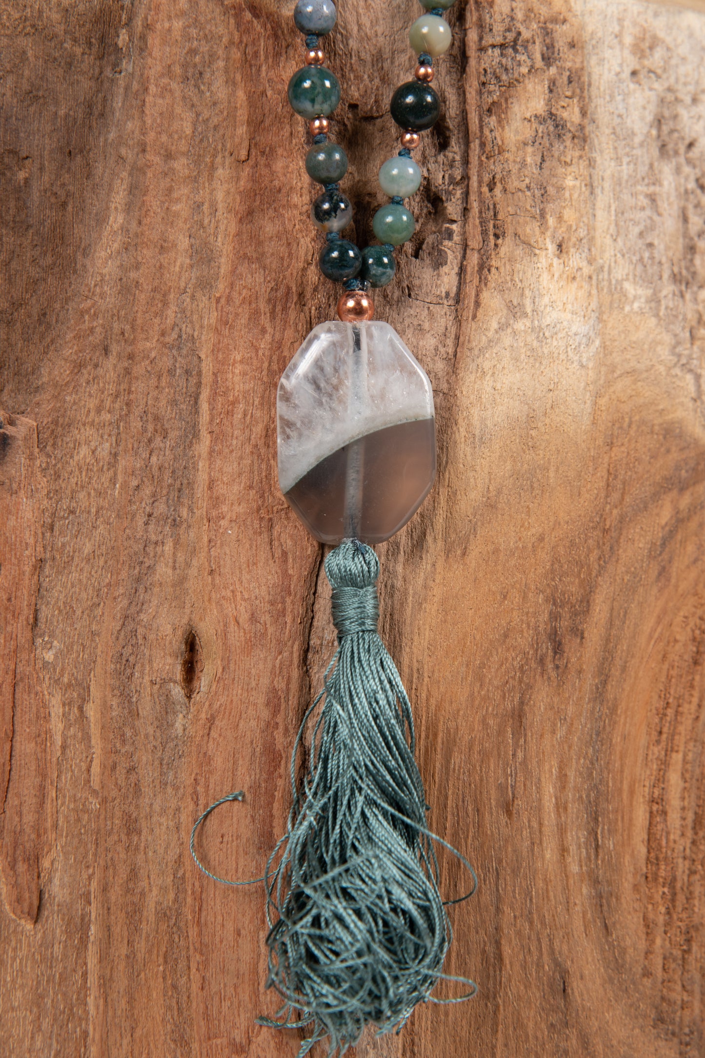 Mala in Agata muschiata, Pietra Guru Agata, Rame