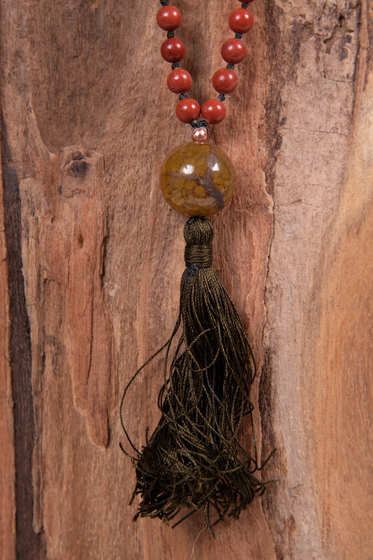 Mala in Diaspro rosso, Pietra Guru Agata, Rame