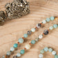 Mala in Amazzonite multicolore, Pietra guru Agata e Rame