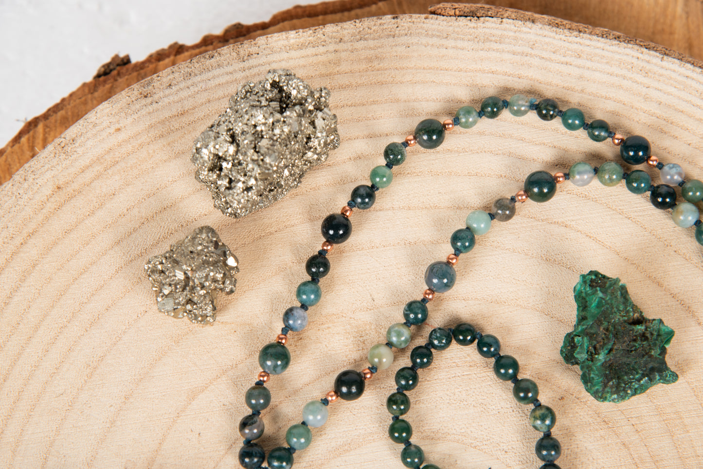 Mala in Agata muschiata, Pietra Guru Agata, Rame