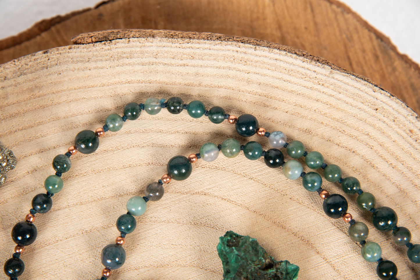 Mala in Agata muschiata, Pietra Guru Agata, Rame