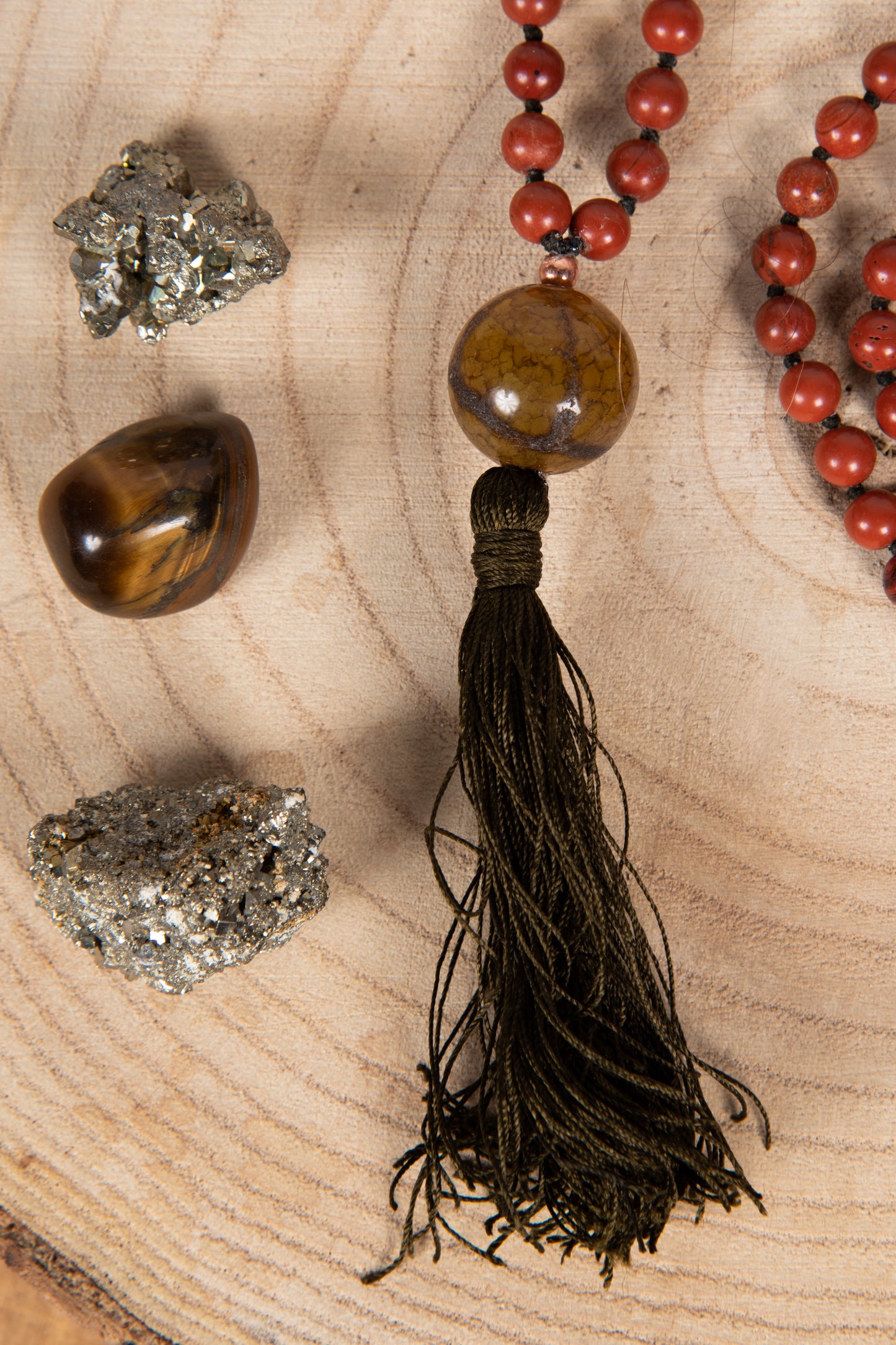 Mala in Diaspro rosso, Pietra Guru Agata, Rame