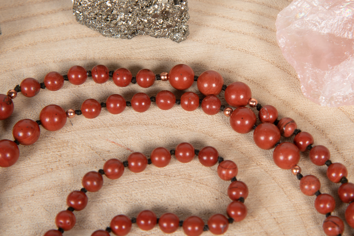Mala in Diaspro rosso, Pietra Guru Agata, Rame
