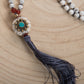 Mala Agata rossa, Howlite, Pietra Guru Perla Tibetana, Argento dorato 925