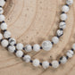 Mala Agata rossa, Howlite, Pietra Guru Perla Tibetana, Argento dorato 925