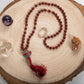 Mala in Agata rossa, Perla Tibetana e Argento 925