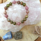 Bracciale perle 8mm rodonite, unakite, rame