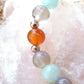 Bracciale perle 8mm amazzonite, corniola, agata grigia, rame