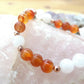 Bracciale perle 8mm corniola, agata bianca, rame