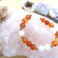 Bracciale perle 8mm corniola, agata bianca, rame