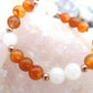 Bracciale perle 8mm corniola, agata bianca, rame