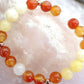 Bracciale perle 8mm calcite gialla, corniola, agata bianca, rame
