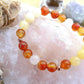 Bracciale perle 8mm calcite gialla, corniola, agata bianca, rame