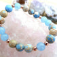 Bracciale perle 8mm diaspro imperiale, acquamarina, rame